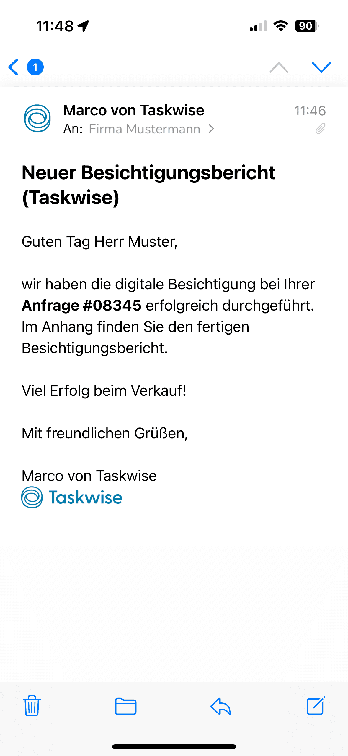Sie erhalten Ihren Besichtigungsbericht.